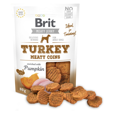 BRIT Jerky Turkey Meaty Coins maškrty pre psov 80 g
