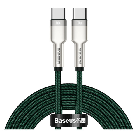 Dátový kábel Baseus Cafule Metal USB-C - USB-C 100W 2,0 m zelený