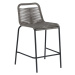 Sivá barová stolička s oceľovou konštrukciou Kave Home Glenville, výška 62 cm