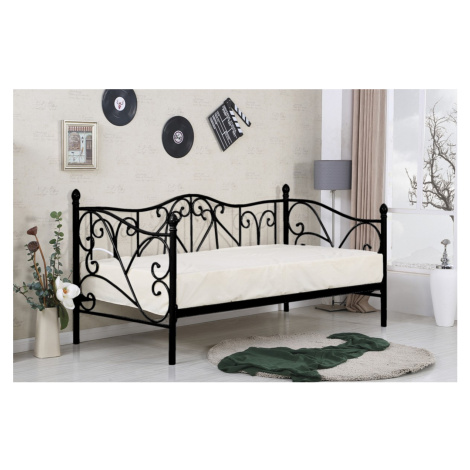 Kovová posteľ Sumatra 90x200 jednolôžko čierne Halmar