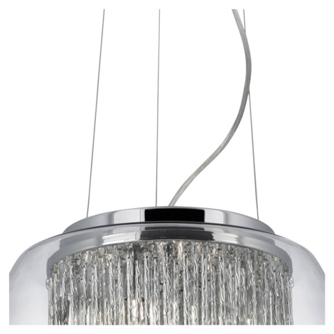 Sklenená závesná lampa Curva v brilantnom dizajne Searchlight