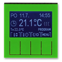 Termostat duálny progr. - jednotka ovl. zelená/cierna dymová Levit (ABB)