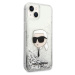 Karl Lagerfeld Liquid Glitter Karl Head Zadný Kryt pre iPhone 15 Silver