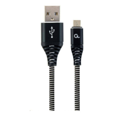 GEMBIRD CABLEXPERT USB 2.0 AM na MicroUSB (AM/BM), 2 m, opletený, čiernobiely, blister, PREMIUM 