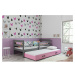BMS Detská posteľ s prístelkou ERYK 2 FARBA: Grafit, ROZMER: 80 x 190 cm, DOPLNKOVÁ FARBA: Ružov