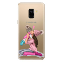 Odolné silikónové puzdro iSaprio - Kissing Mom - Brunette and Girl - Samsung Galaxy A8 2018