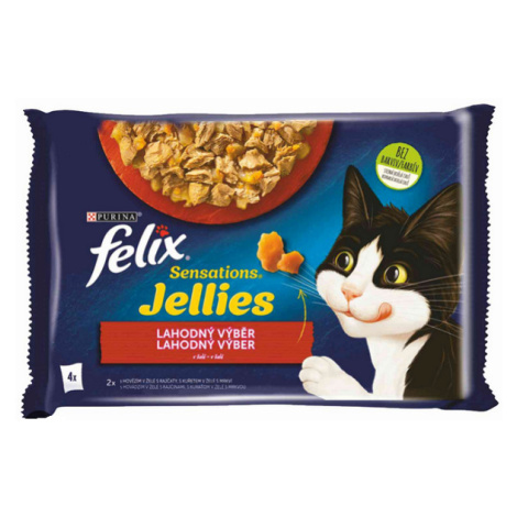 FELIX Sensations cat Multipack hovädzie & kura v želé kapsičky pre mačky 4x85g