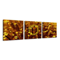 3-dielny obraz s hodinami, Gold City, 35x105cm