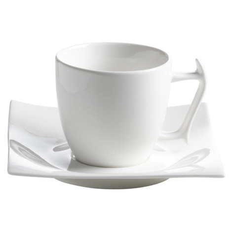 Biely porcelánový hrnček s tanierikom Maxwell & Williams Motion, 180 ml