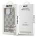 DKNY PU Leather Checkered Pattern and Stripe Zadný Kryt pre iPhone 13 Pro Beige