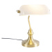 Klasická notárska lampa zlatá s opálovým sklom - Banker