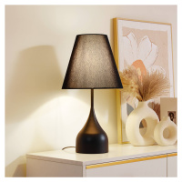 Stolná lampa Lucande Luoti, čierna, textil, výška 57 cm