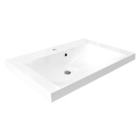 MEREO - Nábytkové umývadlo, 81x46x14 cm,liaty mramor, biele UCM8146