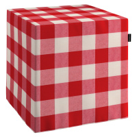 Dekoria Taburetka tvrdá, kocka, červeno-biele veľké káro, 40 x 40 x 40 cm, Quadro, 136-18
