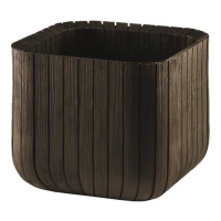 Keter Plastový kvetináč Cube planter M hnedá, 30 x 30 x 30 cm