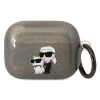 Púzdro Karl Lagerfeld Airpods Pro cover black Gliter Karl&Choupette (KLAPHNKCTGK)