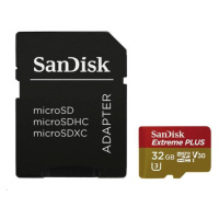 Karta SanDisk MicroSDHC 32GB Extreme PLUS (10MB/s, UHS-I V30, Rescue Pro Deluxe) + adaptér