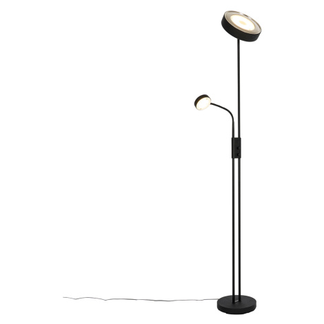 Čierna stojaca lampa vrátane LED a stmievača s lampou na čítanie - Kelso QAZQA