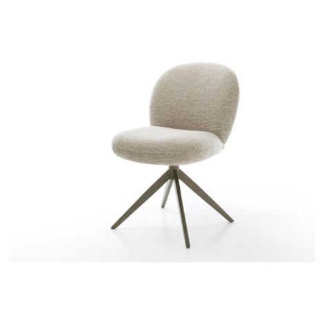 DELIFE Jedálenská stolička Nube-Flex tkanina mäkká béžová krížová podstava široká titánová farba