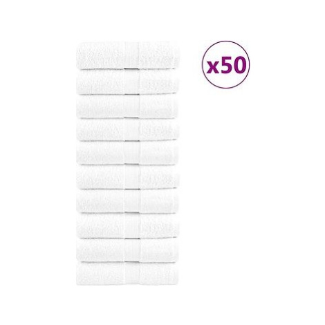 Shumee Premium na ruky 50 ks biele 30 × 30 cm 600 g/m2 100 % bavlna