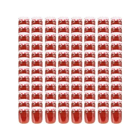 Zaváracie poháre s bielo-červenými viečkami 96 ks 230 ml SHUMEE