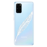 Odolné silikónové puzdro iSaprio - Writing By Feather - white - Samsung Galaxy S20+