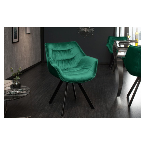 Estila Dizajnová stolička Antik smaragdovozelená