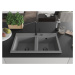 MEXEN/S MEXEN/S - Hektor granitový drez 2-bowl 800 x 480 mm, sivá, čierny sifón 6521802000-71-B