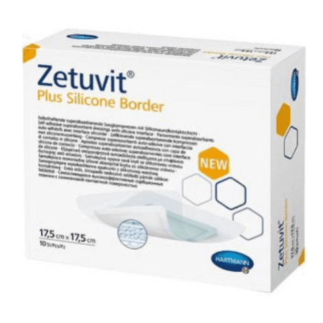 ZETUVIT Plus silicone border kompres sterilný 17,5 x 17,5 cm 10 ks