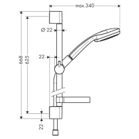 Hansgrohe Croma 100, sprchová súprava Multi so sprchovou tyčou 65 cm a miskou na mydlo, chrómová