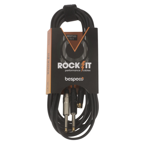 Bespeco ROCKIT Interlink Cable Jack 3,5 TRS M 90° - 2x Jack TS 5 m