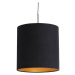 Závesná lampa s velúrovým tienidlom čierna so zlatou 40 cm - Combi