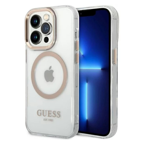 Kryt Guess GUHMP14LHTRMD iPhone 14 Pro 6,1" gold hard case Metal Outline Magsafe (GUHMP14LHTRMD)