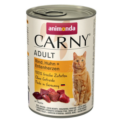 Animonda CARNY® cat Adult hovädzie, kura a kačacie srdiečka konzervy pre mačky 6x400g