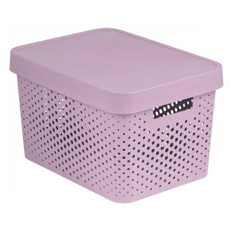 Ružový plastový úložný box s vekom 27x36x22 cm Infinity – Curver