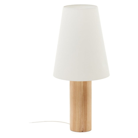 Stojacia lampa s textilným tienidlom v bielo-prírodnej farbe (výška 110 cm) Marga – Kave Home