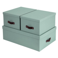 Kartónové úložné boxy s vekom v mentolovej farbe v súprave 3 ks 31x47x15 cm Inge – Bigso Box of 