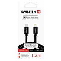 Dátový kábel Swissten Textile USB-C/lightning Mfi 1,2 m čierny
