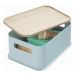 Sivý úložný box s vekom z dreva paulownia iDesign Eco Handled, 21,3 x 30,2 cm