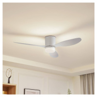 Lucande LED stropný ventilátor Kayu, biely, DC, tichý, Ø 132 cm