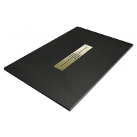 MEXEN/S - Toro obdĺžniková sprchová vanička SMC 110 x 70, čierna, mriežka zlatá 43707011-G