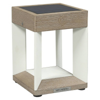 Solárna stolná LED Teckalu, biela/ svetlé drevo