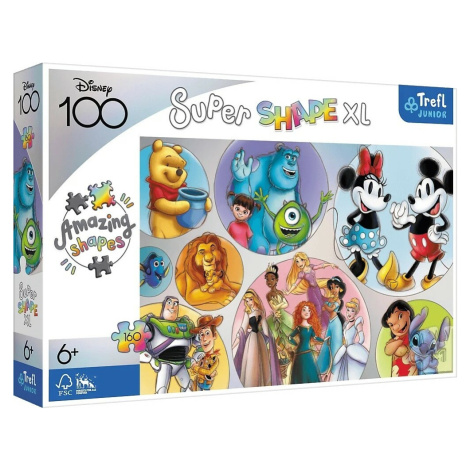 Puzzle 160 XL Super Shape - Farebný svet Disney / Disney 100 Trefl