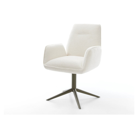 DELIFE Jedálenská stolička Zoa-Flex bouclé mäkký béžová krížová podstava titánová farba 360° oto