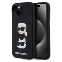 Karl Lagerfeld Liquid Silicone Karl and Choupette Heads Zadný Kryt pre iPhone 15 Black