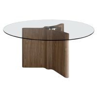 Estila Moderný okrúhly jedálenský stôl Vita Naturale z dreva a skla 180cm