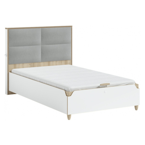Študentská posteľ 120x200cm s úložným priestorom dylan - biela/dub