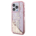 Guess PC/TPU Liquid Glitter Gold Stripe Zadný Kryt pre iPhone 15 Pro Pink