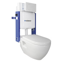SAPHO - Závesné WC Nera s podomietkovou nádržkou a tlačidlom Geberit, biela WC-SADA-17
