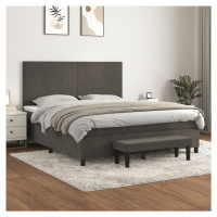 vidaXL Posteľný rám boxspring s matracom tmavosivý 160x200 cm zamat